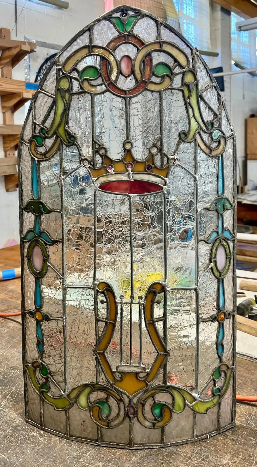Regina Music Box — Stained Glass Restoration — detail 3